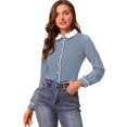 thumbnail image 1 of INSPIRE CHIC Chemise Boutonnée pour Femme à Manches Longues de Travail Col Peter Pan Blouse Haut, 1 of 6