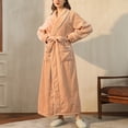 thumbnail image 2 of Timegard Peignoir pour Femmes à Manches Longues, Col à Revers, Chemises de Nuit Longues en Peluche, Robes d'Automne et d'Hiver Chaudes et Confortables, 2 of 5