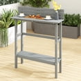 thumbnail image 2 of Outsunny Outdoor Bar Table with Built-in Footrest, Slatted Top, Grey, 2 of 9