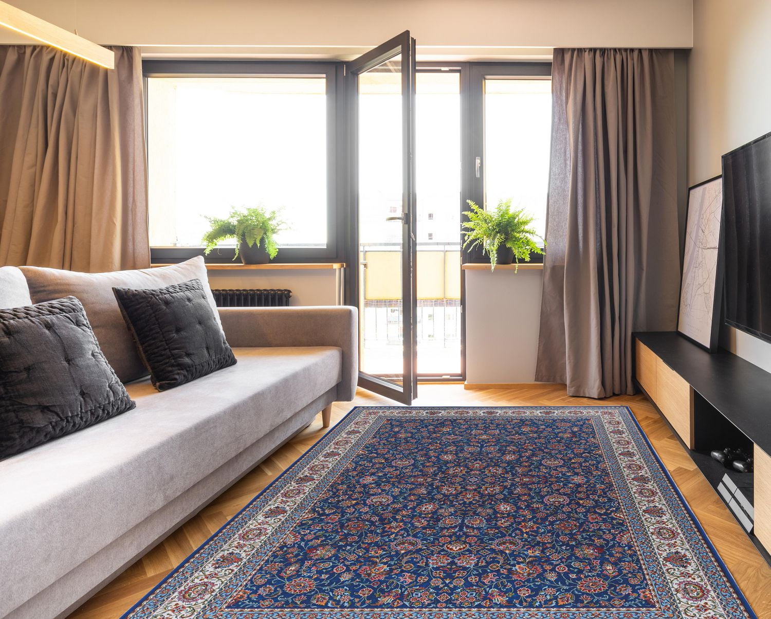Tapis Emerald Barton crème & gris de 6 pi 7 po x 9 pi 7 po