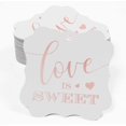 thumbnail image 2 of Inkdotpot Pack Of 100 Real Rose Gold Foil Bracket Shape Paper Tags Love Is Sweet Wedding Favor Hang Tags, 2 of 6