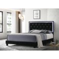 thumbnail image 2 of Black Faux Leather Panel Bed with LED Light Up Headboard in Queen, 2 of 2