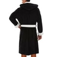 thumbnail image 2 of Innerwin Bath Robes Hoodie Men's Wrap Robe Winter Long Sleeve Soft Dressing Gown Black White 4XL, 2 of 3