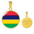 thumbnail image 4 of Mauritius Flag Necklace Circle Pendant Stainless Steel or 18k Gold 18-22", 4 of 7