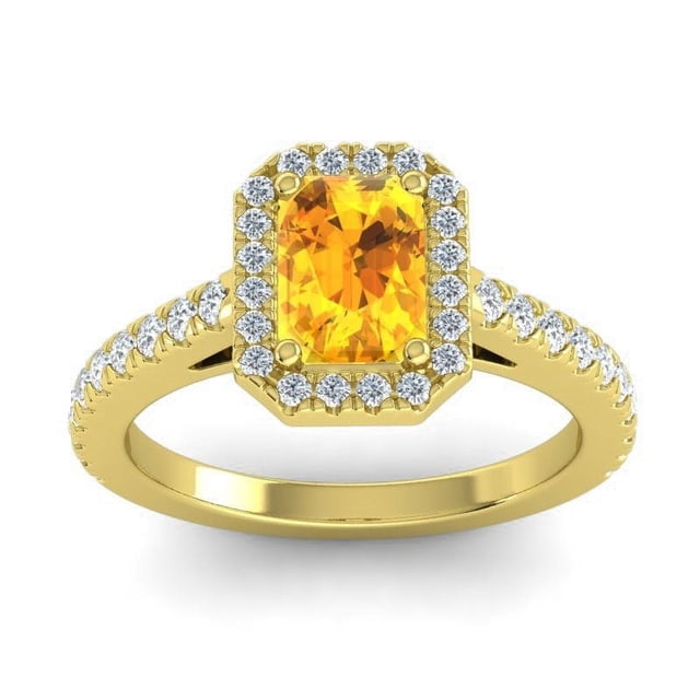 Diamond-Capitals 2.95 Carat Natural Diamond Citrine Gemstone Latest Bridal Ring for Ladies Solid 14K Yellow Gold Size 8.5
