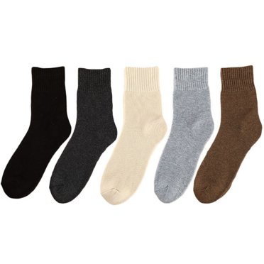5 Paires de Chaussettes Crew Épaisses et Confortables pour l'Hiver, Chaussettes Chaudes Unies pour Femmes