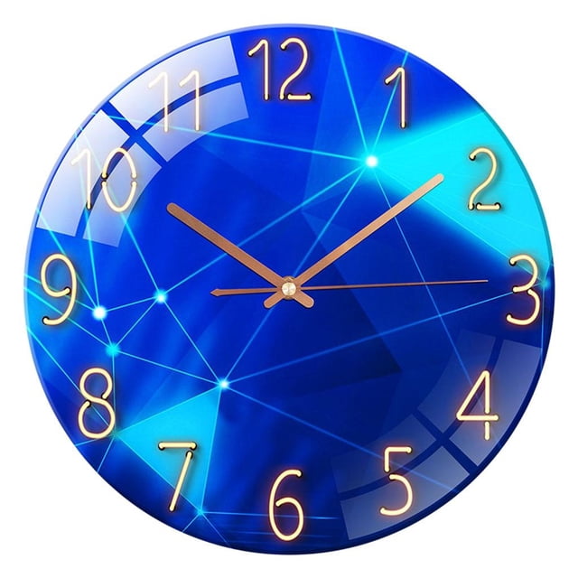 Abbracc Round Wall Clock, Battery Operated, 12 Inches Silent Wall Clocks for Living Room/Bedroom/Kitchen, Large Digital Display, Decorative Wall Clock Geometry