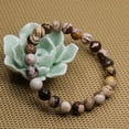 thumbnail image 3 of Natural African Zebra Jasper Gemstone 8mm Round Beads Stretch Bracelet 7 Inch, 3 of 5