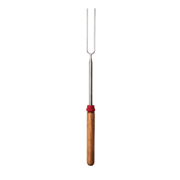 Fourche télescopique Coghlan – acier inoxydable 12,5–34 pouces extensible avec poignée en bois et rouleau