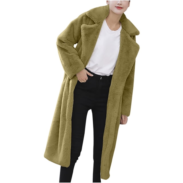 LOVZFMLL Jackets for Women's Button Pockets Bandage Solid Color Long Sleeve Loose Coat Medium Length Coat