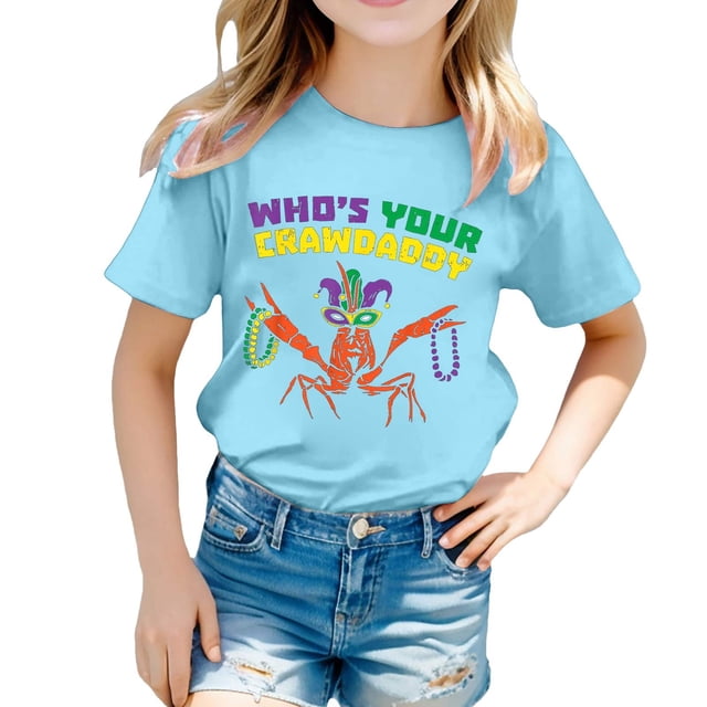 T-shirts à Col en V Filles T-Shirt à Manches Longues pour Enfants T-Shirt Décontracté Imprimé à Col Rond à Manches Courtes pour Filles T-Shirt Chemise Décontractée