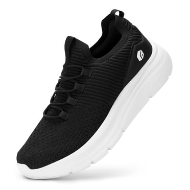 FitVille Chaussures de Marche pour Hommes Extra Larges, Chaussures à Enfiler avec Col Grand Rembourré et Empeigne en Tricot Lavable à la Machine