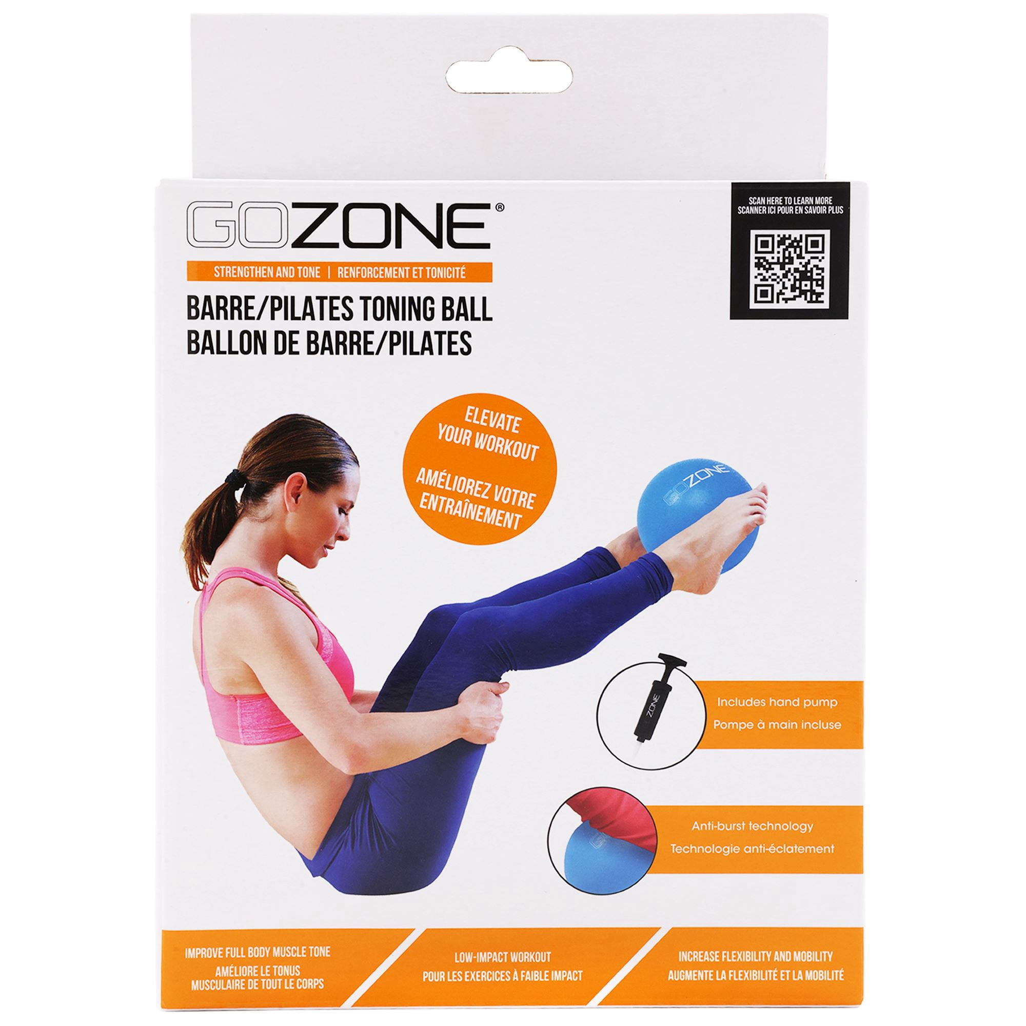 GoZone Ballon d'Exercice pour Pilates, Ballon d'Equilibre pour Tonification, Yoga et Barre, Anti-éclatement, avec Pompe àMmain, Bleu, 22.9 cm