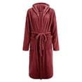 thumbnail image 4 of Teissuly Peignoirs pour Femmes Mode Allongée Garde au Chaud Col Châle Même Style Pyjama à Capuche Manches Longues Robe de Nuit Unie, 4 of 5