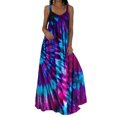 thumbnail image 1 of Innerwin Robe d'Été de Plage, Imprimé Floral, Robe Maxi pour Femmes, Vacances, Teinture sur Nœuds, Ligne A, Longue, Violet, 4TG, 1 of 2