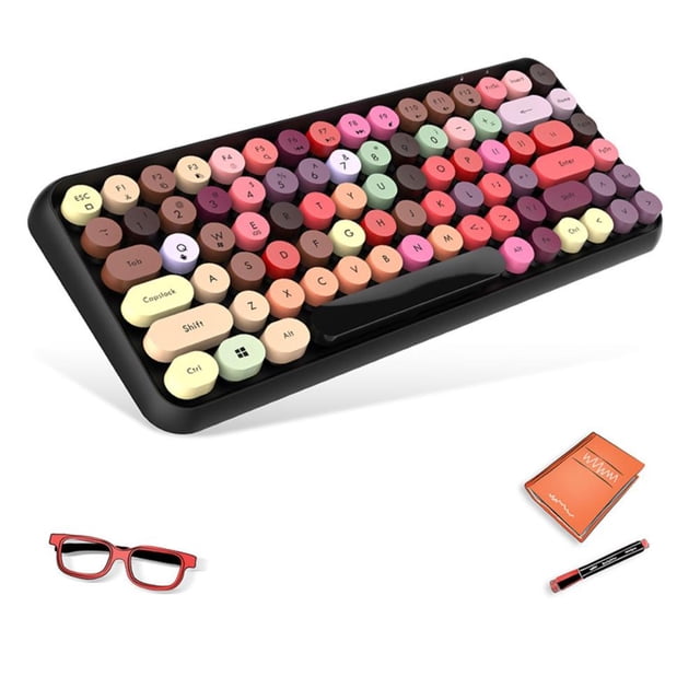 Clavier Sans Fil Bluetooth 308i 84 Touches Clavier de Jeu Sans Fil Bluetooth à Boutons Ronds Compatible avec Windows/Mac/Android/Ios
