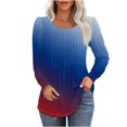 thumbnail image 2 of RXIRUCGD Haut à Manches Longues Imprimé pour Femme, Décontracté, Mode, Ample, Plissé, Col Rond, Bleu, Taille : TG, 2 of 8