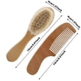 thumbnail image 2 of 2 Pack Natural Wooden Baby Hairbrush and Comb Set Gentle Cradle Cap Care Grooming Kit, 2 of 4
