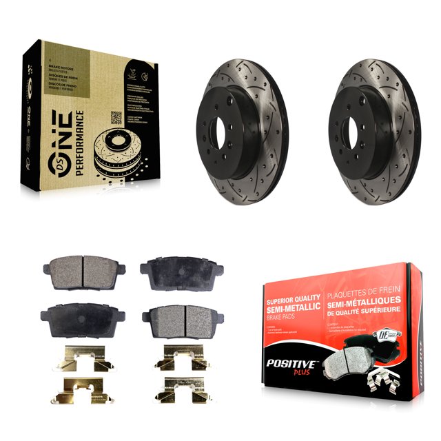 Transit Auto Rear Coated Drilled Slotted Disc Brake Rotors and Semi-Metallic Pads Kit for Car 2007-2015 Mazda CX-9 KDF-100491