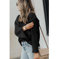 thumbnail image 4 of FOLUNSI Elegant Drop Shoulder Knit Sweater | Split Cuff | Black Solid, 4 of 8