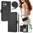 thumbnail image 2 of iPhone 17 Leather Wallet Case, Book Style Cover with Tab Closure, Black, 2 of 6