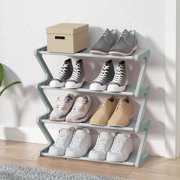 TopLLC Shoe Rack Organizer Ingenious Z Type Shoe Rack Easy Household Shoe Storage Rack Dormitory Multi Layer Assembly Shoe Rack Stainless steel Shoe rack