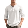 thumbnail image 1 of fatyb Casual Shirts for Men Long Sleeve Tshirts Button Pullover Solid Color Mens Lightweight Tee Tops, 1 of 7