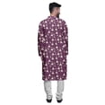 thumbnail image 3 of Atasi Kurta Asymétrique à Boutons pour Hommes Chemise Imprimée Mandarin à Manches Longues, 3 of 5