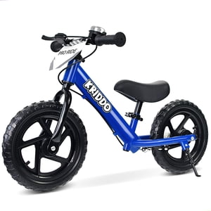 KRIDDO Pro Vélo d'équilibre pour tout-petits 2+ Année 12 Vélo poussoir de pouce avec frein à main & Kickstand Cadeau vélo pour 2-5 garçons filles bleu