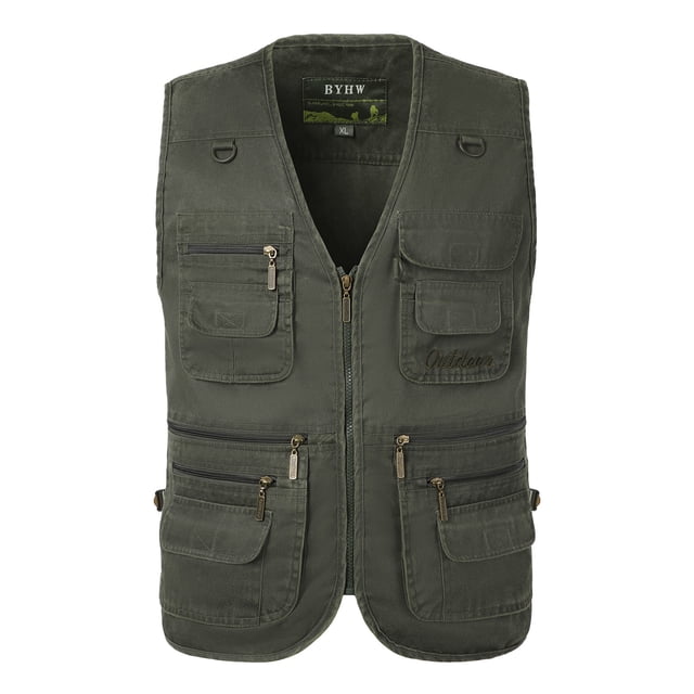 TIMIFIS Mens Mesh Outdoor Work Fishing Travel Photo Cargo Vests Summer Casual Work Multi Pockets Breathable Waistcoat JacketFall