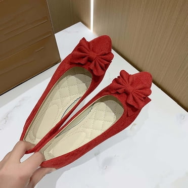 TopLLC Flats Shoes Women's Spring And Summer New Shallow Mouth Suede Bow Slip-on Flat Shoes Women Shoes