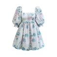 thumbnail image 4 of SAYOO Robe Femme Dos Nu Courte Princesse Robe à Bulles, Robe Mini à Manches Courtes Florale Robe Décontractée à Encolure Carrée Robe d'Été pour Femmes Robes Courtes de Rue pour Filles Robes de Plage Robes Courtes de Fée pour Adolescentes, 4 of 6