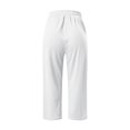 thumbnail image 3 of NECHOLOGY Women's Plus Size Loose Soft Drawstring Capri Yoga Pants, White, Size M, 3 of 5