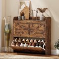 thumbnail image 2 of HOMCOM Armoire à Chaussures Étroite Armoire de Rangement pour Chaussures à 2 Tiroirs Basculants, Brun Rustique, 2 of 10