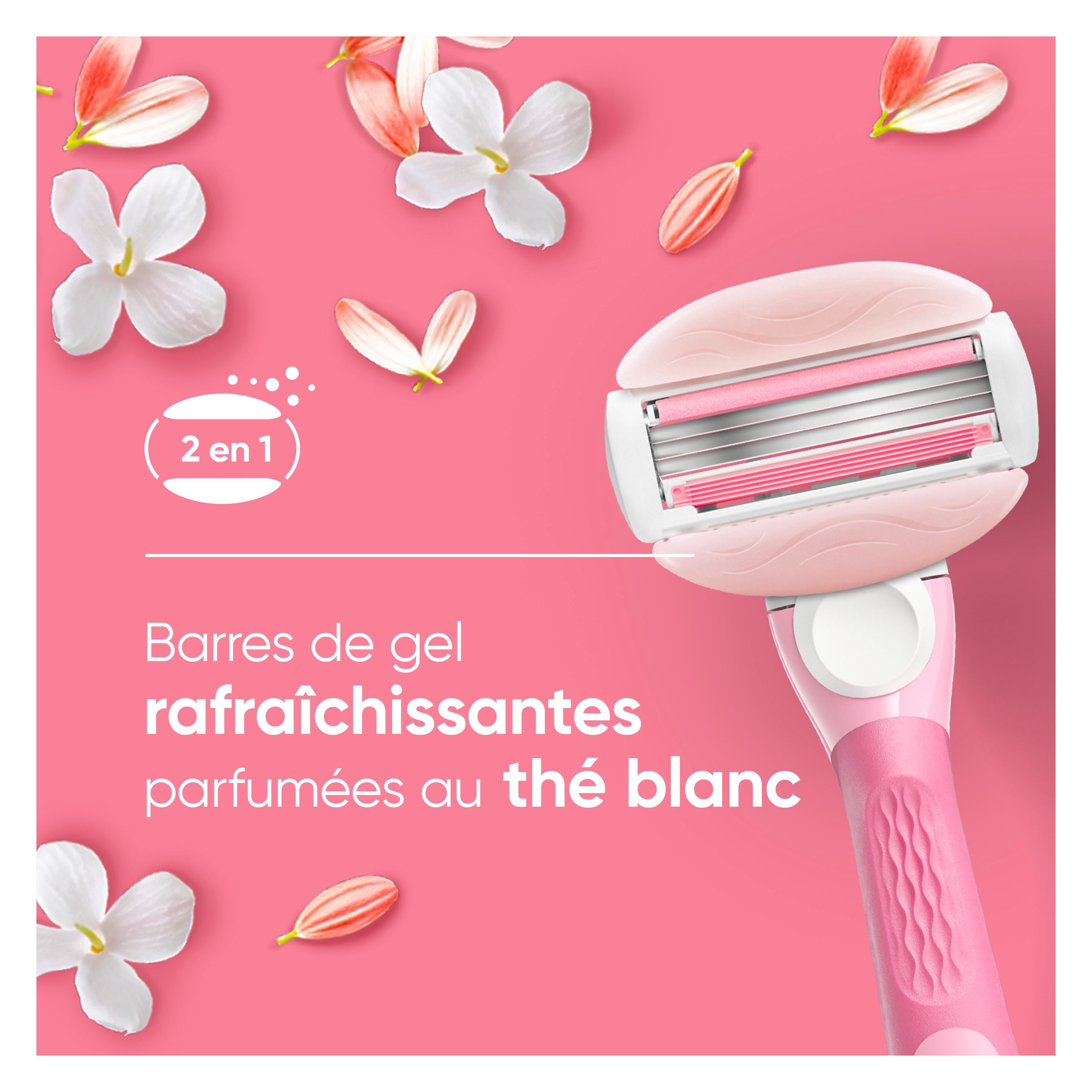Venus GlisseConfort au Thé Blanc Lames de Rasoir pour Femmes, avec Barres de Gel à Raser Intégrées, 8 Recharges de Lames