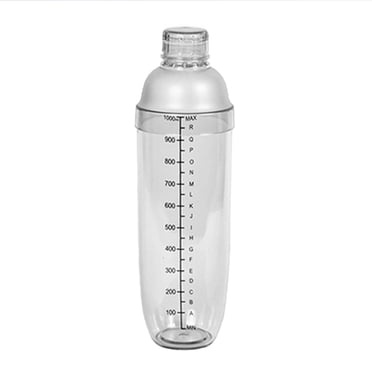 Shisuyan 1000ml Hand Shake Cup Cocktail Shaker Transparent Mixer Cup Clear Bar Shaker Wine Milk Tea Shaker Cup with Scale (White)
