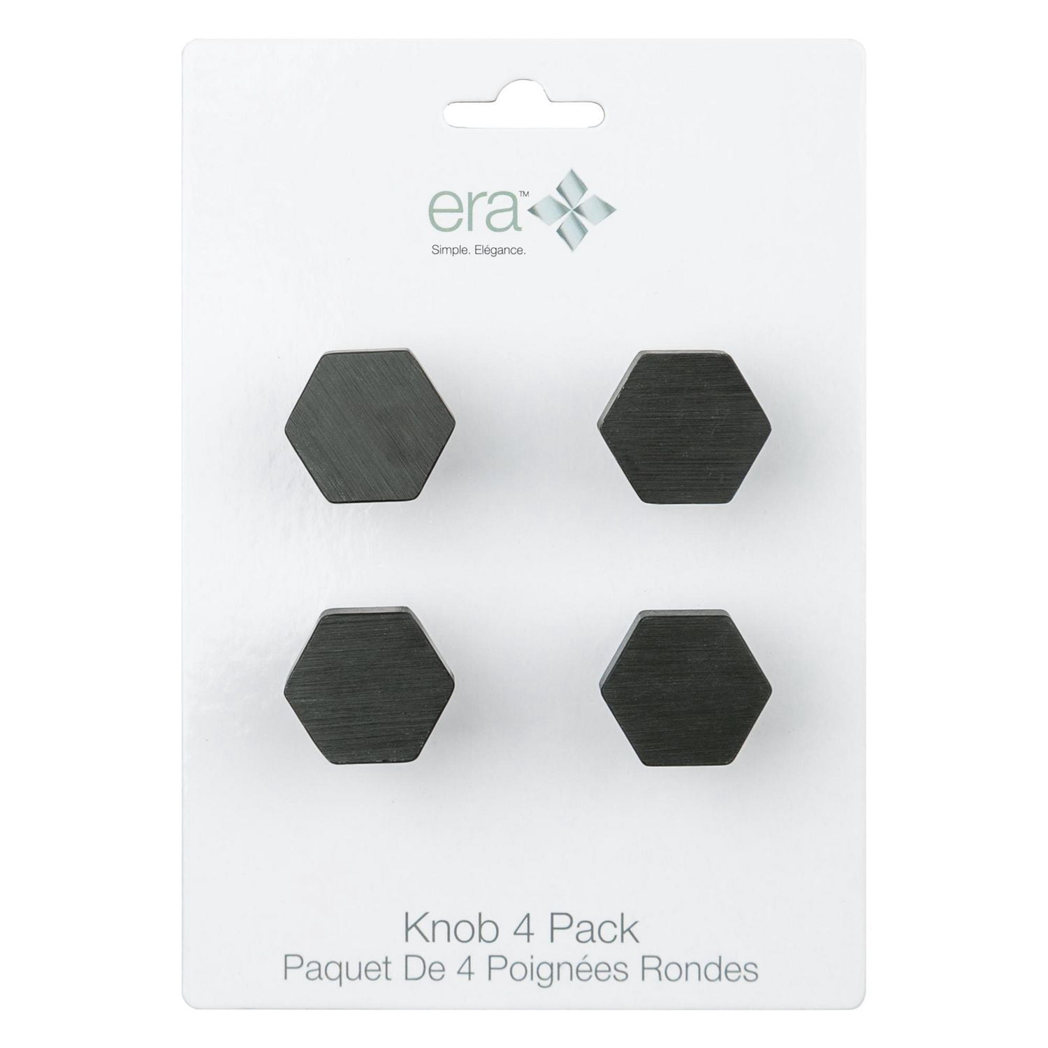 Era Hexagon Knob 4-Pack Brushed Black