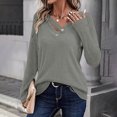 thumbnail image 2 of Womens Long Sleeve V Neck T Shirts 2025 Casual Basic Ribbed Knit Tops Lightweight Stretch Pullover Sweater Shirts, 2 of 5