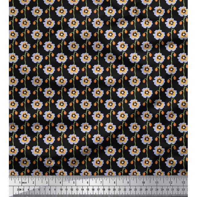 Soimoi Cotton Poplin Fabric Artistic Floral Decor Fabric Printed Yard 42 Inch Wide