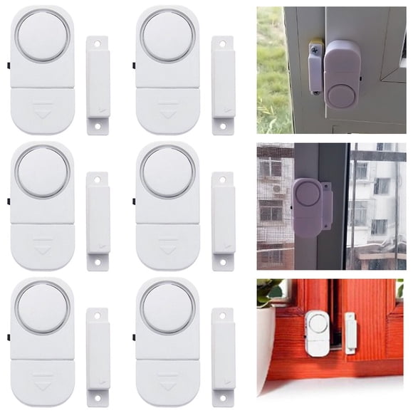 Ensemble de 6 Alarmes Sans Fil pour Porte et Fenêtre d'Entrée, Fonctionnant à Piles, Alarme Antivol pour Porte et Fenêtre, Dispositif de Sécurité Antivol pour la Maison, les Bureaux et les Garages