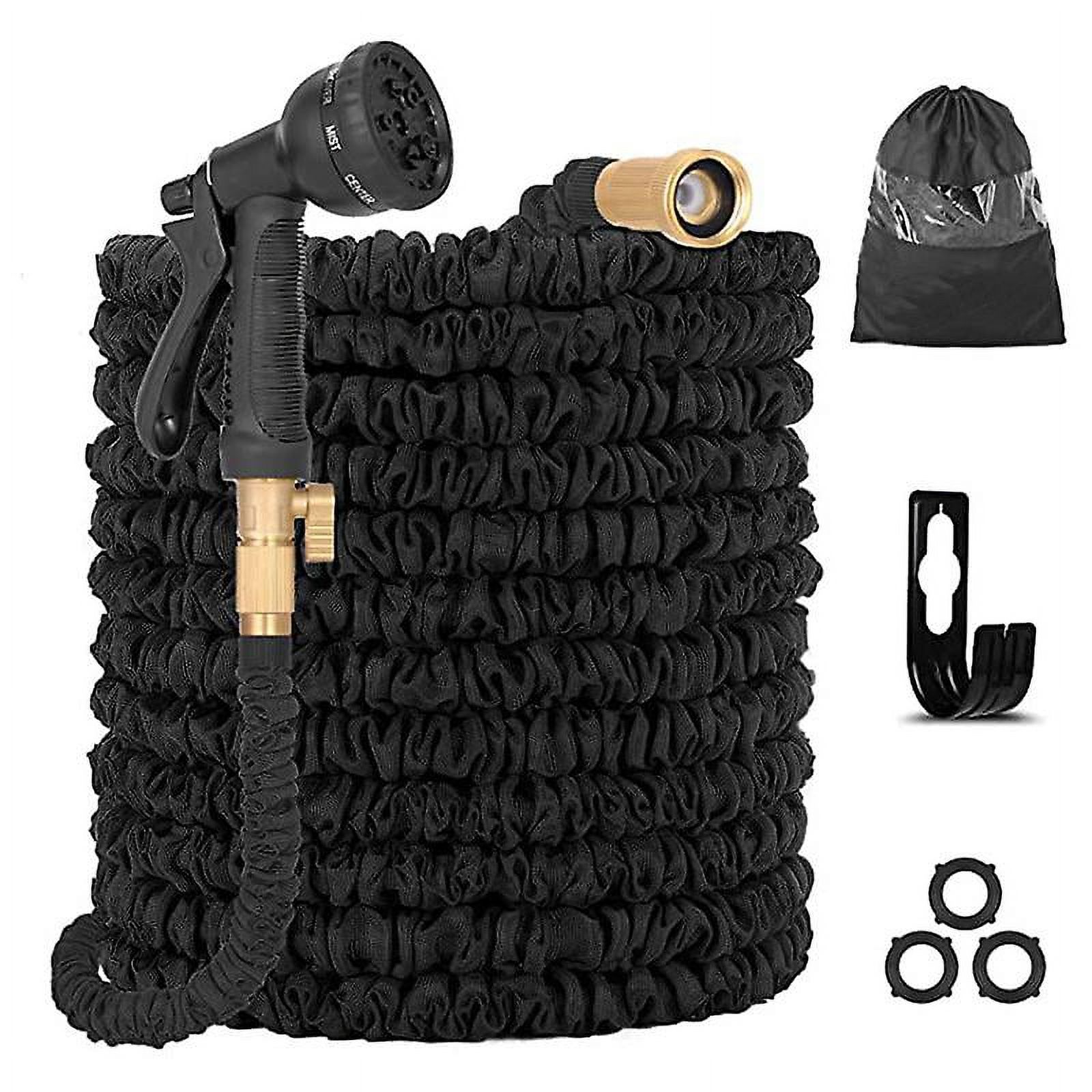 Expandable Garden Hose Up to 30m with 8 Function Spray Gun, Expandable Magic Hose(Black)