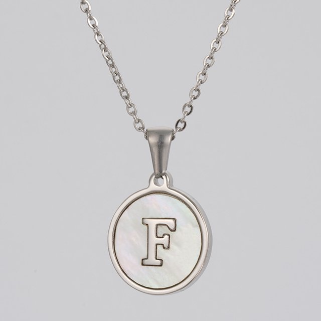 Colliers, Collier Lettre Coquille Mignonne pour Filles, Pendentifs Pièce pour Filles en Acier Inoxydable Colliers Initiale pour Femmes Bijoux Rond