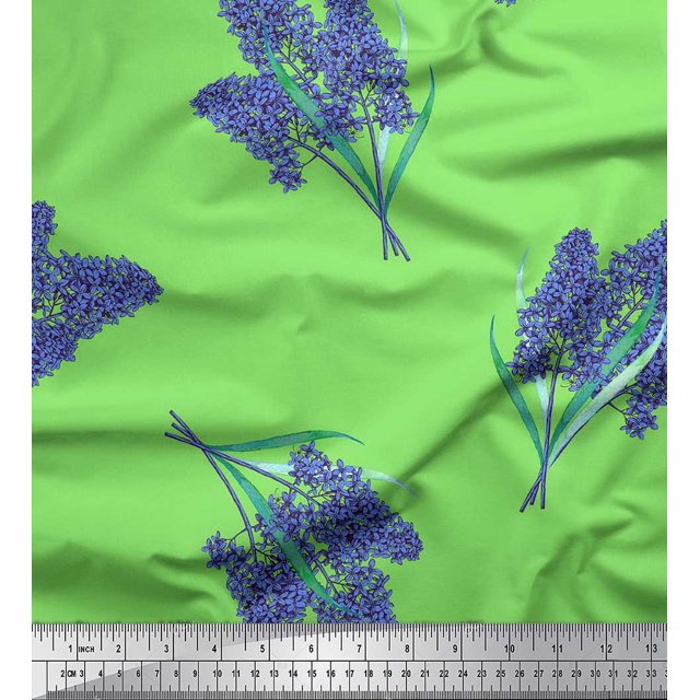 Soimoi Rayon Fabric Lavender Flower Print Sewing Fabric Yard 42 Inch Wide