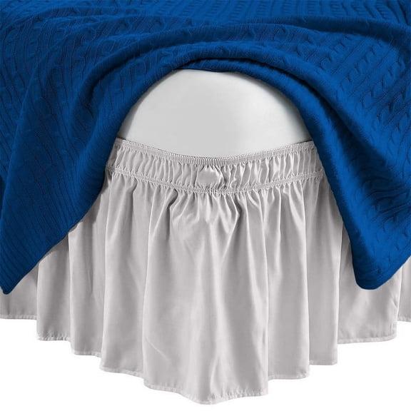 EASTIN Wrap Around Bed Skirt 12” inch Drop Easy Care Microfiber Made Bedskirts (Full-Light Grey)