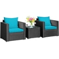 thumbnail image 1 of Patiojoy 3PCS Patio Rattan Furniture Conversation Set with 2 Cushioned Sofas & Coffee Table for Outdoor Turquoise, 1 of 10