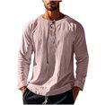 thumbnail image 3 of zbxnLI Mens Linen Shirts Drawstring V Neck Long Sleeve Shirt Lightweight Spring Fall Long Sleeve T-Shirts, 3 of 8