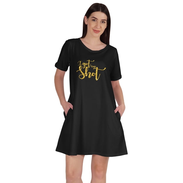 Inkmeso Tunique « I Got The Shot » T-Shirts Graphiques Robe à Encolure Dégagée Hauts à Manches Courtes