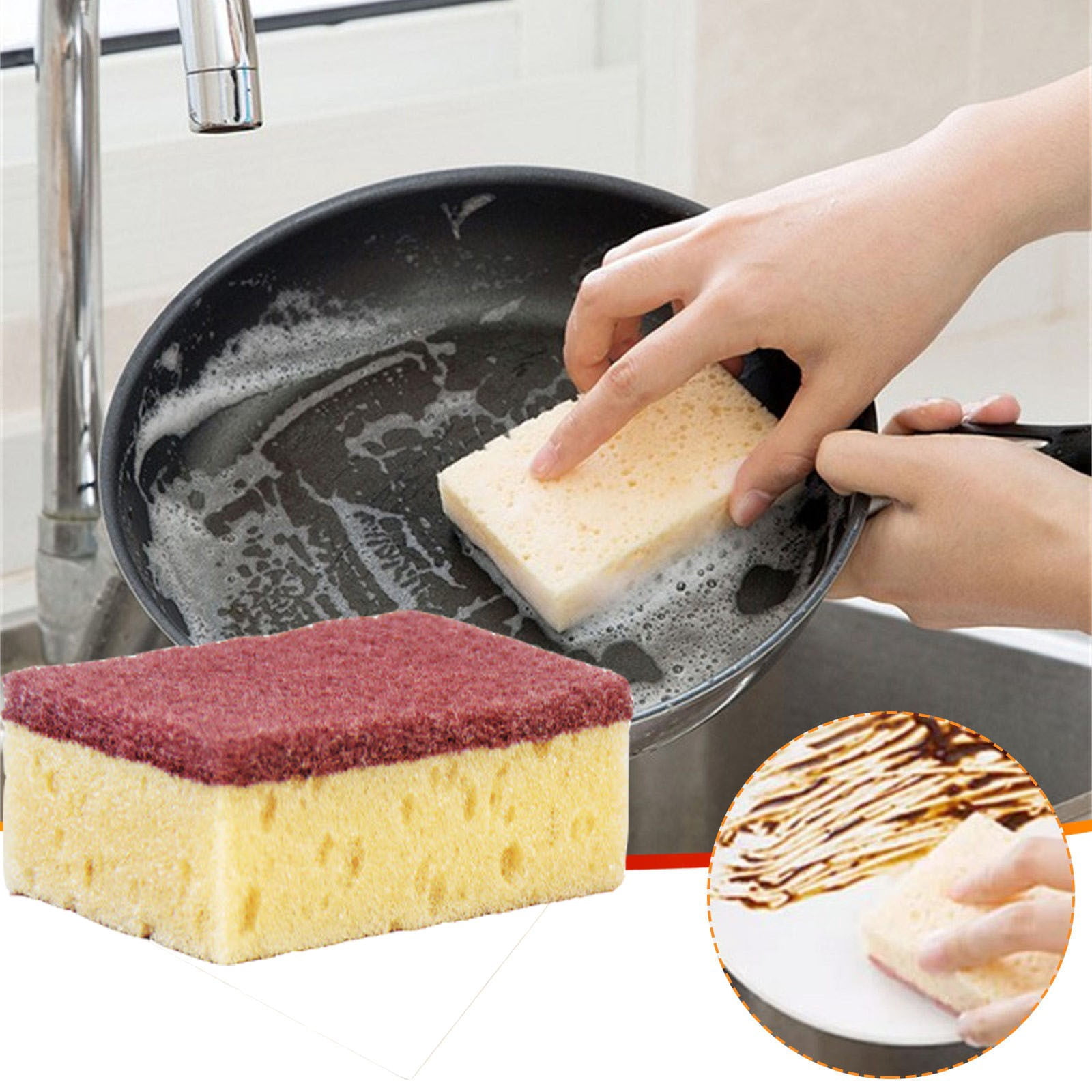 Danhjin Cleaning Supplies Nylon Emery Sponge for Kitchen Cleaning Dishwashing Sponge Cleaning Dishwashing Dishwashing Dishwashing Pot Washing Dishwashing 2pc