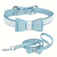 thumbnail image 1 of CNKOO 2pcs Sparkling Rhinestone Dog Collar & Leash Set for Small & Medium Dogs  Cute Bow Tie Collar with Escape-Proof Rope, 1 of 1