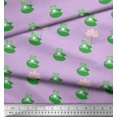 thumbnail image 2 of Soimoi Poly Crepe Fabric Lotus & Frog Kids Print Fabric by Yard 52 Inch Wide, 2 of 3